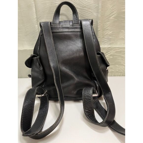 Vintage J Crew unisex black leather backpack main image 8